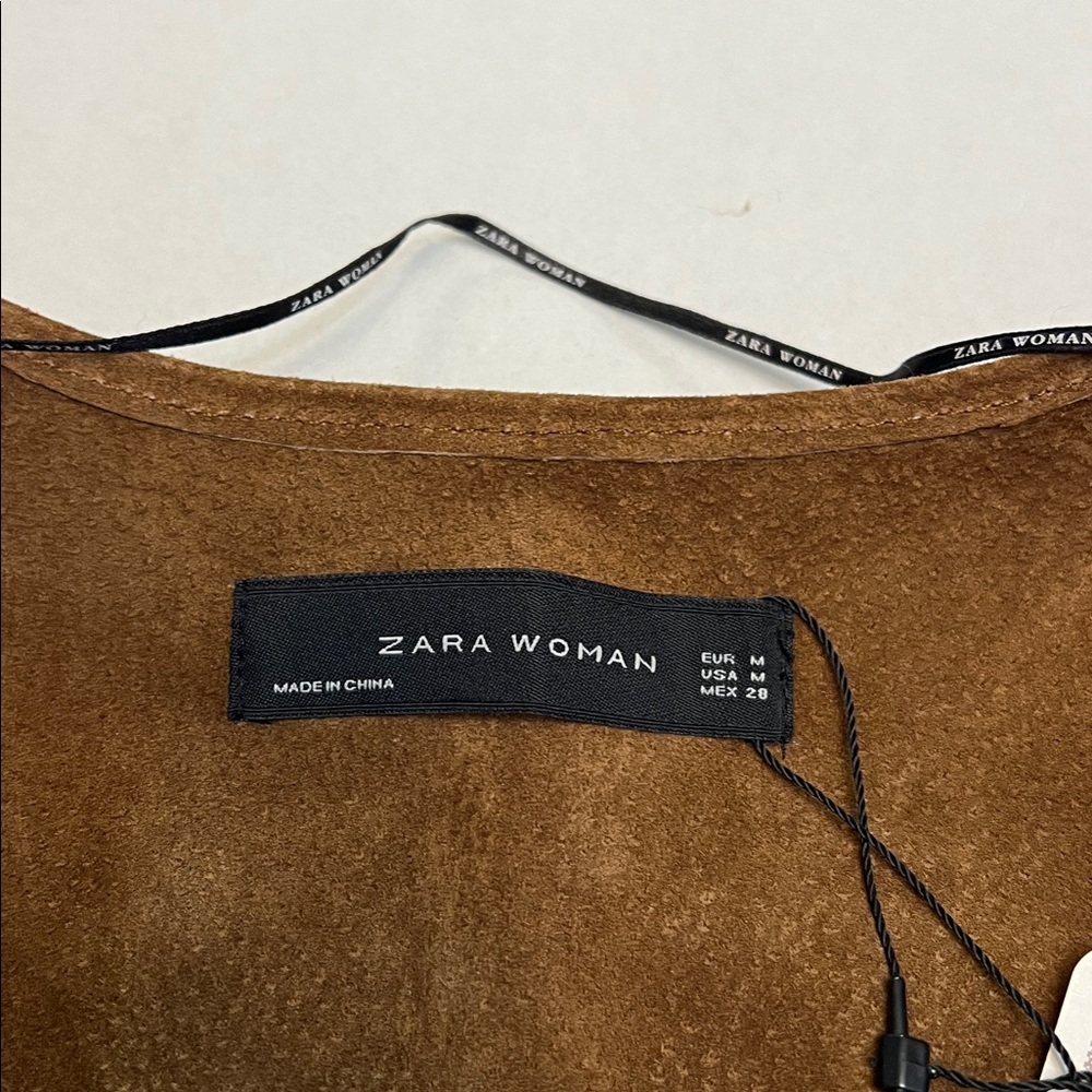 ZARA BROWN LEATHER LACE-UP FESTIVAL BOHO VEST SIZE MEDIUM - Picture 10 of 16
